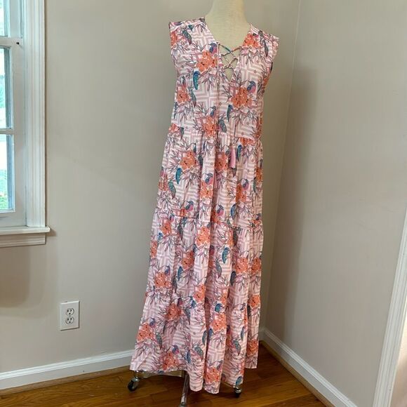 NWT AMERICA & BEYOND Hummingbird Print Maxi Dress M - Picture 4 of 13